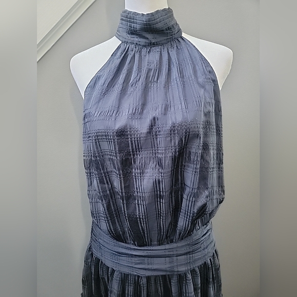 Ramy Brook Lowri Mini Dress Medium Blue Silk Blend Sleeveless Tiered - Picture 3 of 7